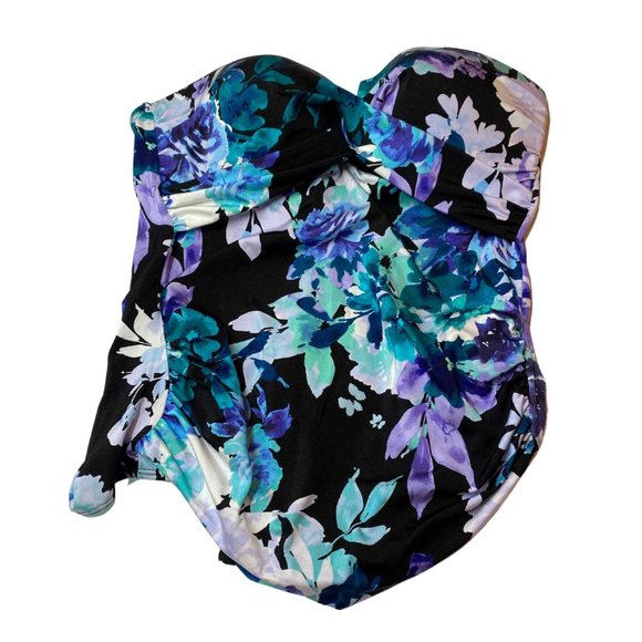 NWT Calvin Klein Floral Strapless One Piece - Size 8 swimsuit - Picture 1 of 4